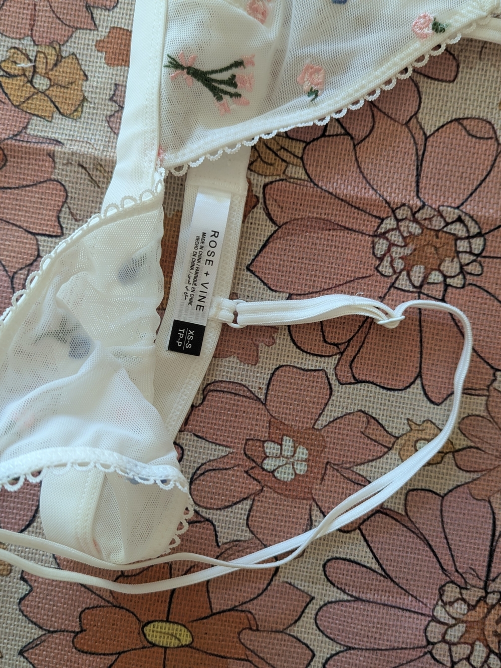 Rose & Vine White Floral Embroidered Bralette